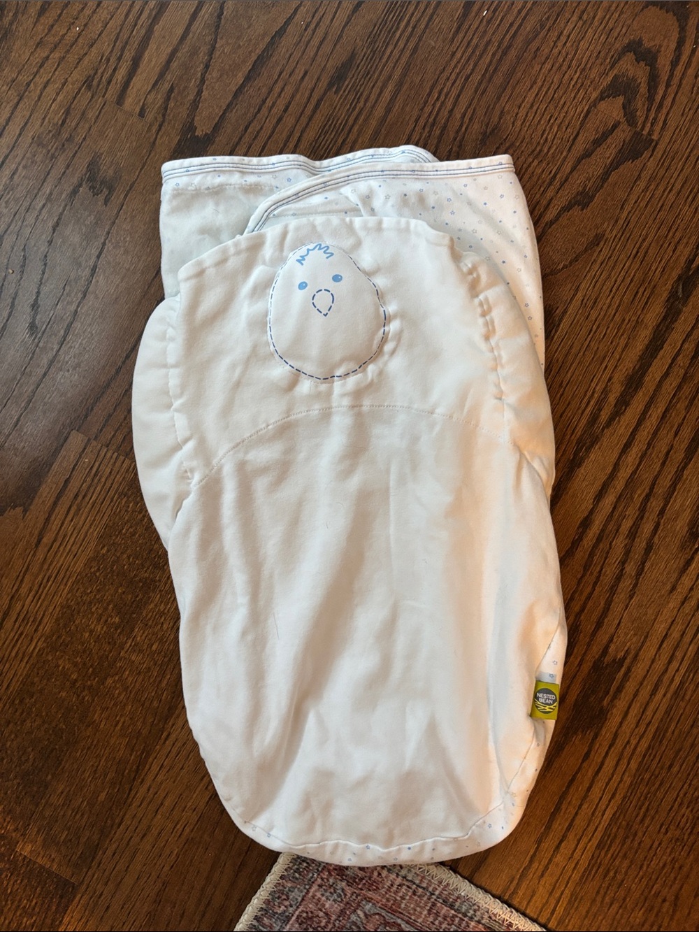 Nested Bean weighted sleep sack / swaddle  White with Blue